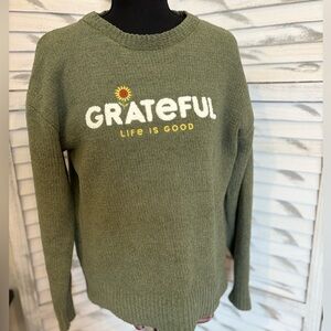 Life Is Good Olive Grateful Pullover